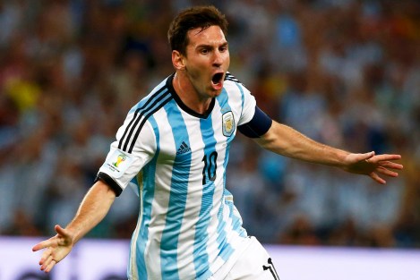 Argentina's Lionel Messi celebrates scoring a goal against Bosnia during their 2014 World Cup Group F soccer match at the Maracana stadium in Rio de Janeiro in this June 15, 2014 file photo. Messi has been shortlisted for the tounrament's "Golden Ball" award for best player.   REUTERS/Michael Dalder/Files (BRAZIL - Tags: SPORT SOCCER WORLD CUP)